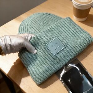 Acne Studios Mint Green Ribbed Wool Beanie